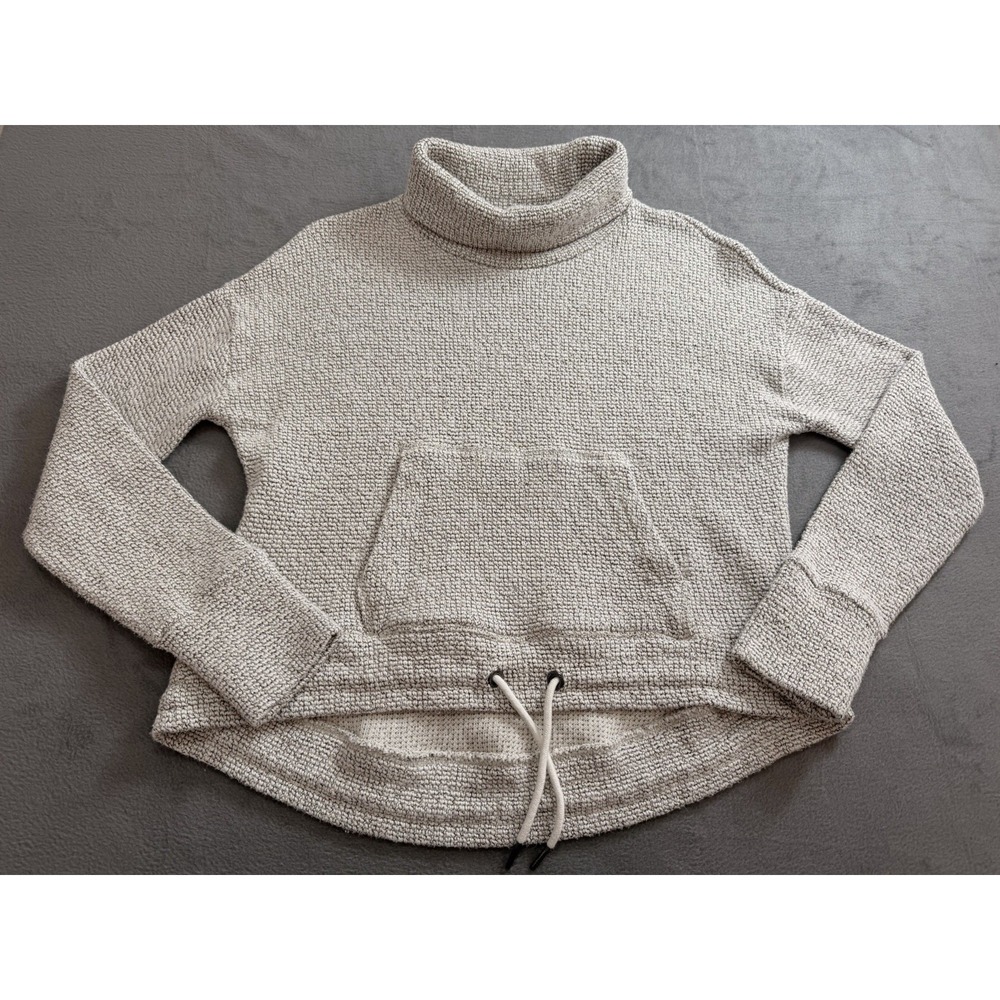 Sweaty‎ Betty Gray Restful Boucle Kangaroo-Pocket Cowl Neck Sweatshirt Gorpcore - Picture 2 of 10